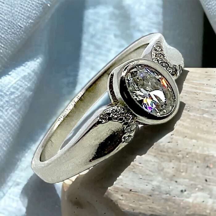 Single Diamond Silver Ring