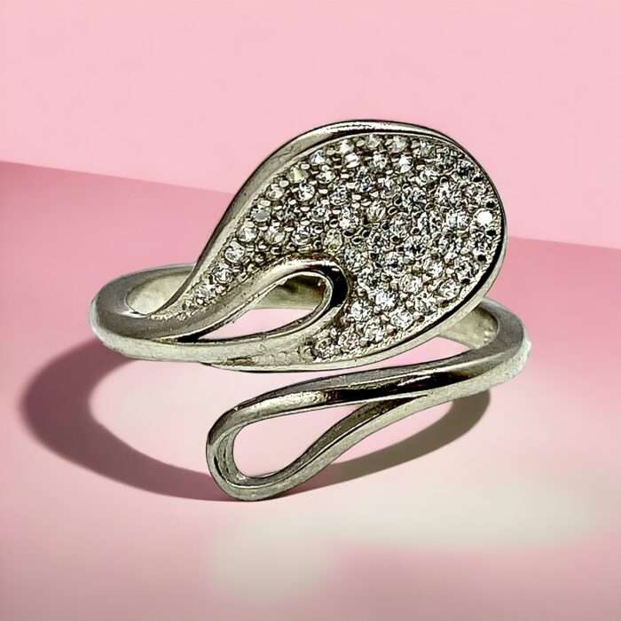 Silver Ring With Zircons Diamonds