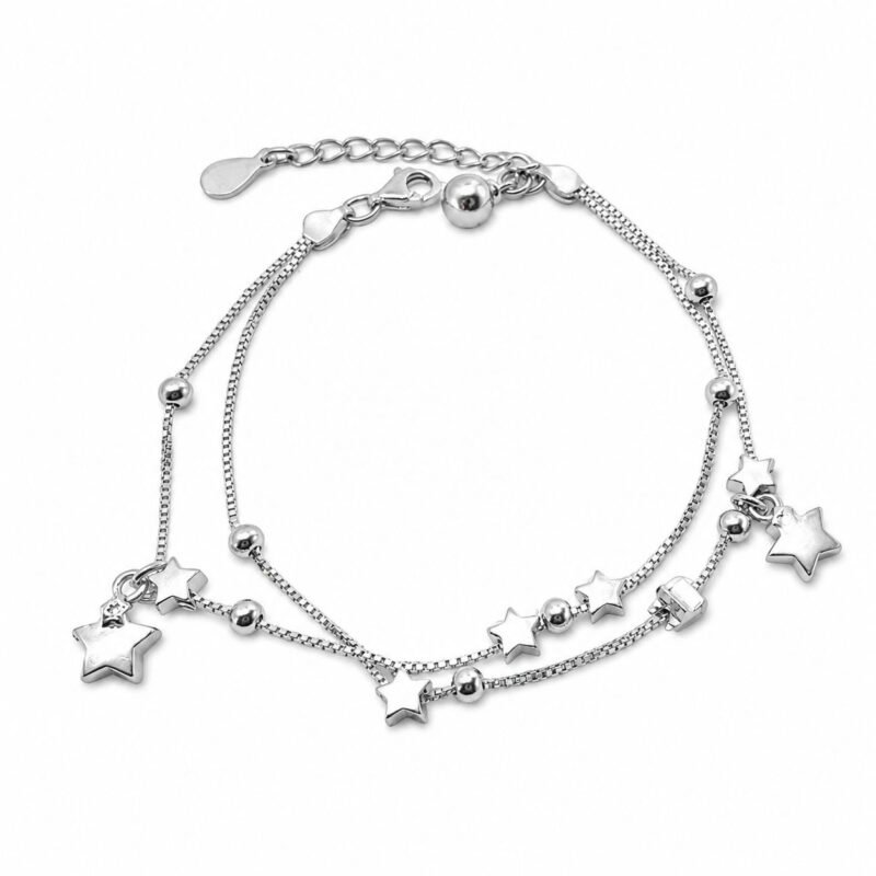 Silver Two Chain Stunning Bracelet