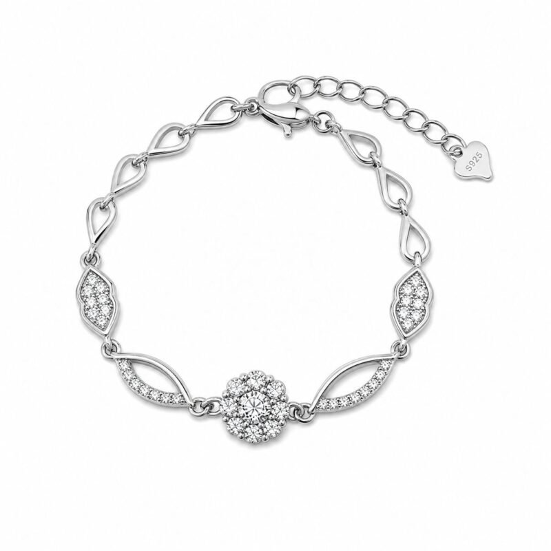 Sparkling Elegance Sterling Silver Diamond Bracelet