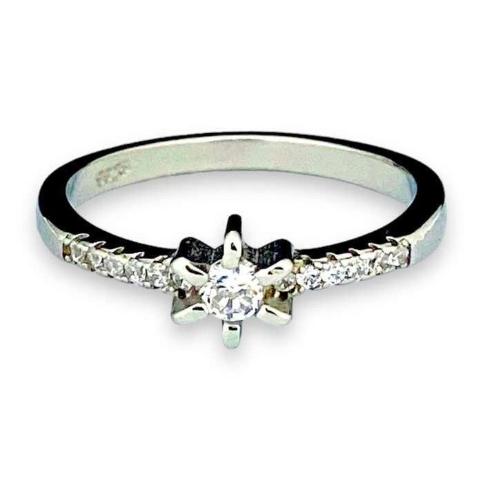 SILVER STAR RING WITH AAA ZIRCON RING