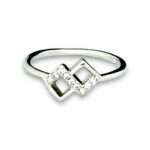 Double Square Diamond Ring - silverlily ring