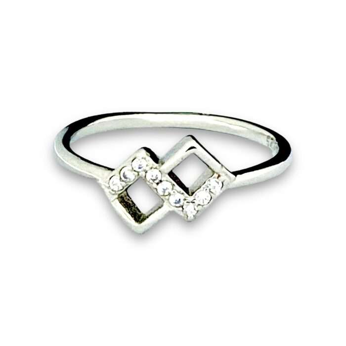 Double Square Diamond Ring - silverlily ring