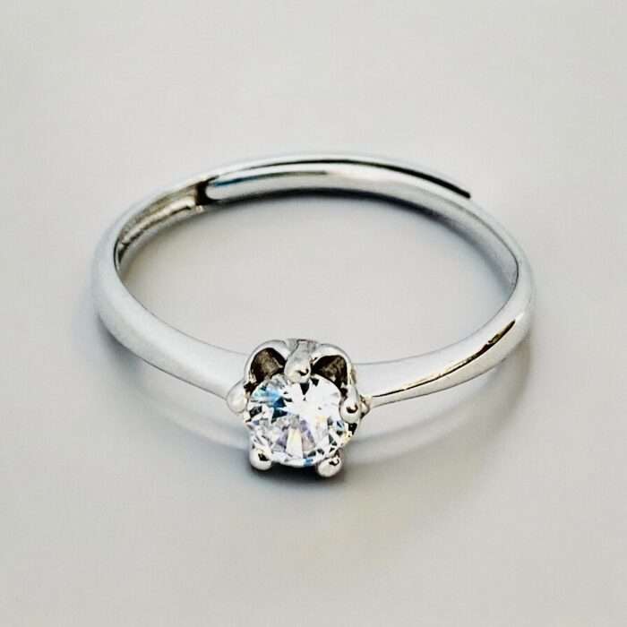 solitaire adjustable 92.5 sterling silver ring