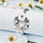 GLOWING BUTTERFLY AND FLOWER 92.5 STERLING SILVER RING