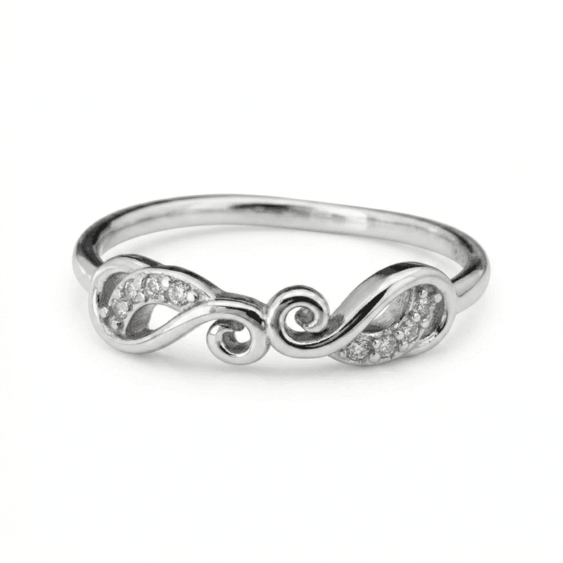 Silver Ring with Textured Band-Silverlily Ring