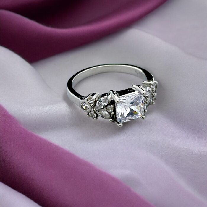 Silver Ring With Big Zircon Stone-Silverlily Ring