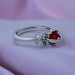 Big Red Diamond Heart Shape Silver Ring-Silverlily ring
