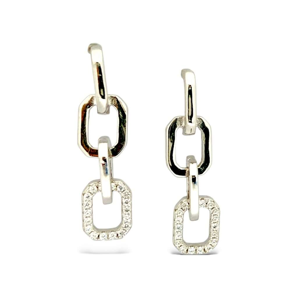 Silver Linked Earrings For Daily Wear - SILVERLILY EARRING