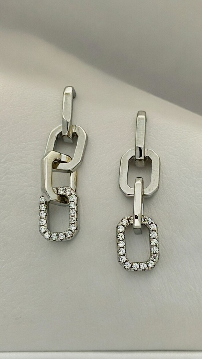 Silver Linked Earrings For Daily Wear - SILVERLILY EARRING