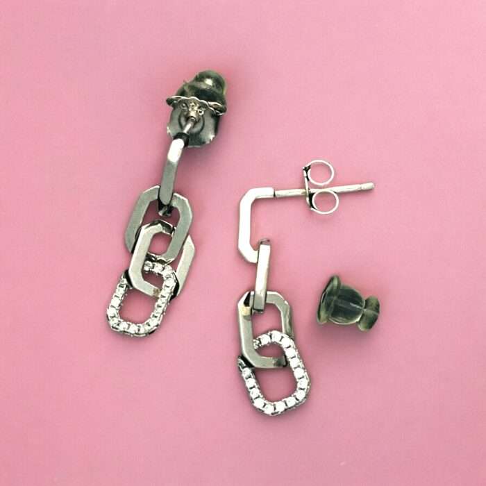 Silver Linked Earrings For Daily Wear - SILVERLILY EARRING