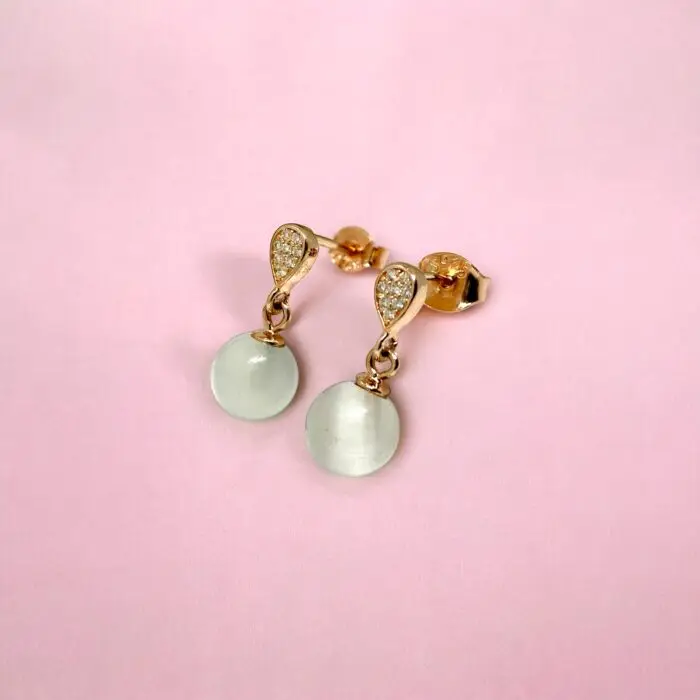 MoonStone Rose Gold Polished Small Earring Tops - SILVERLILY EARRING