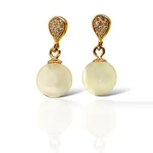 MoonStone Rose Gold Polished Small Earring Tops - SILVERLILY EARRING