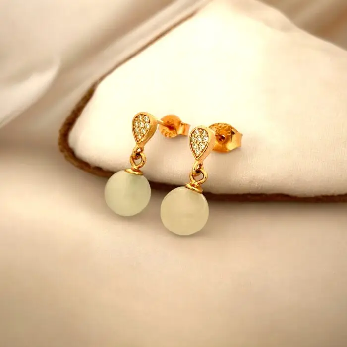 MoonStone Rose Gold Polished Small Earring Tops - SILVERLILY EARRING