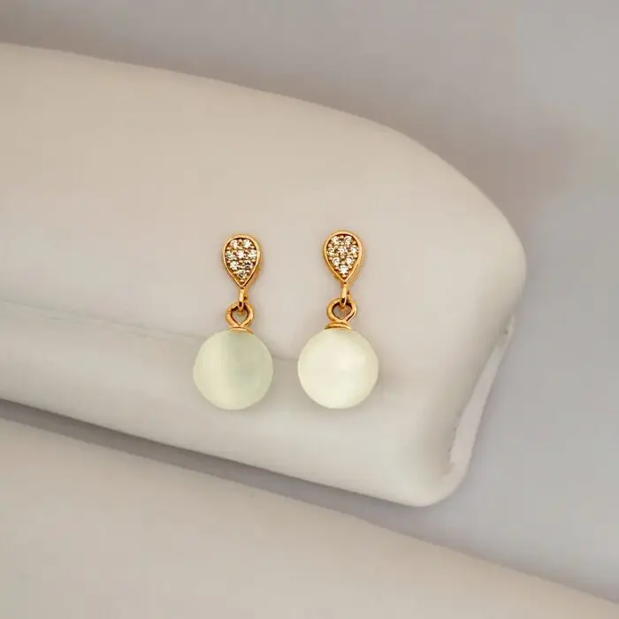 MoonStone Rose Gold Polished Small Earring Tops - SILVERLILY EARRING