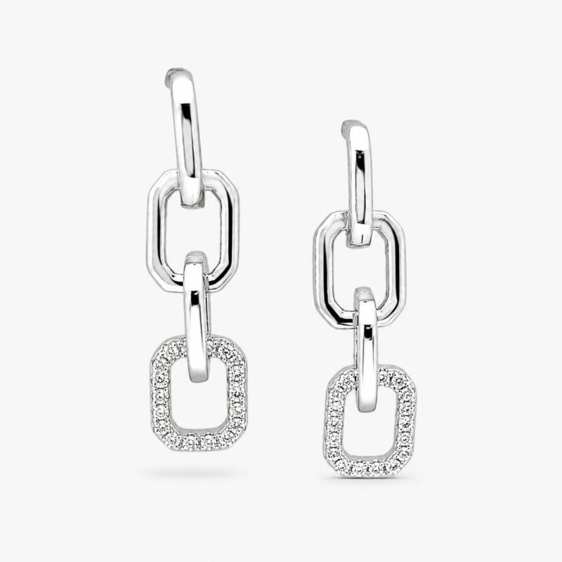 Pave Link Silver Studs
