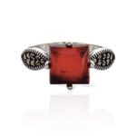 Vintage Style Silver Charming Dark Maroon Stone Ring | SILVERLILY`
