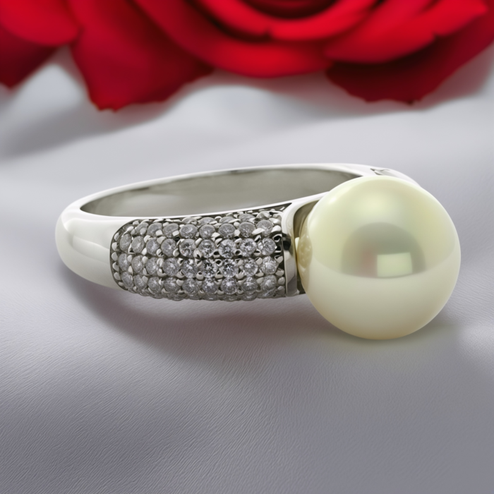 Sterling Silver Ring with Pearl and Zirconium | Rings for Ladies and Girls | Gift for Womens | With Certificate of Authenticity and 925 Stamp