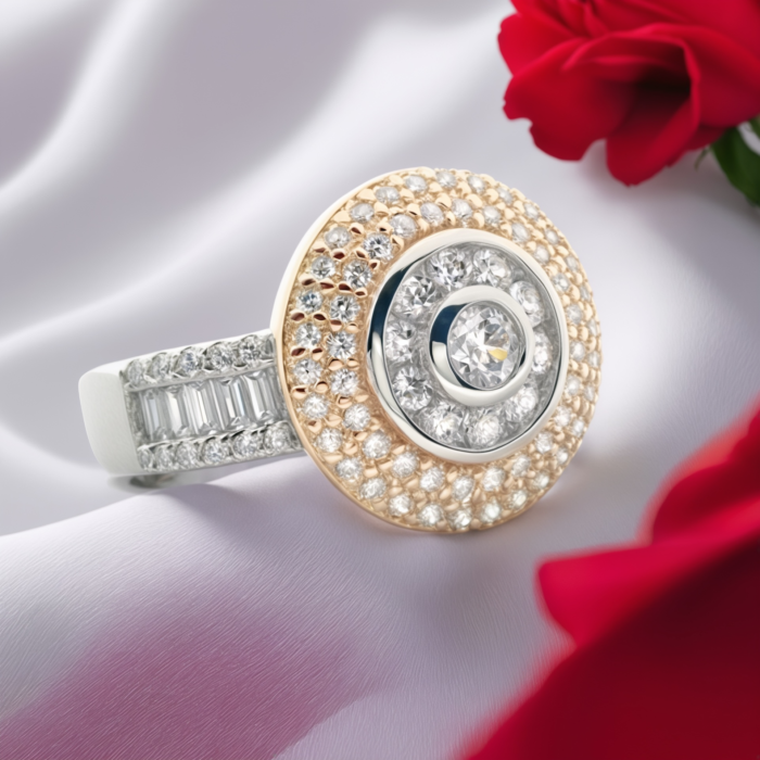 Pure 925 Silver Round Cocktail Rose Gold Plated Special Ring | Rings for Ladies and Girls | Gift for Womens | With Certificate of Authenticity and 925 Stamp