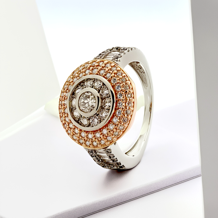 Pure 925 Silver Round Cocktail Rose Gold Plated Special Ring | Rings for Ladies and Girls | Gift for Womens | With Certificate of Authenticity and 925 Stamp