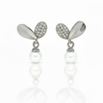 PEARL STONE WITH AMERICAN DIAMOND STUDS SILVERLILY.IN