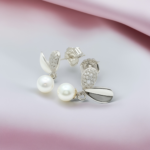 PEARL STONE WITH AMERICAN DIAMOND STUDS SILVERLILY.IN