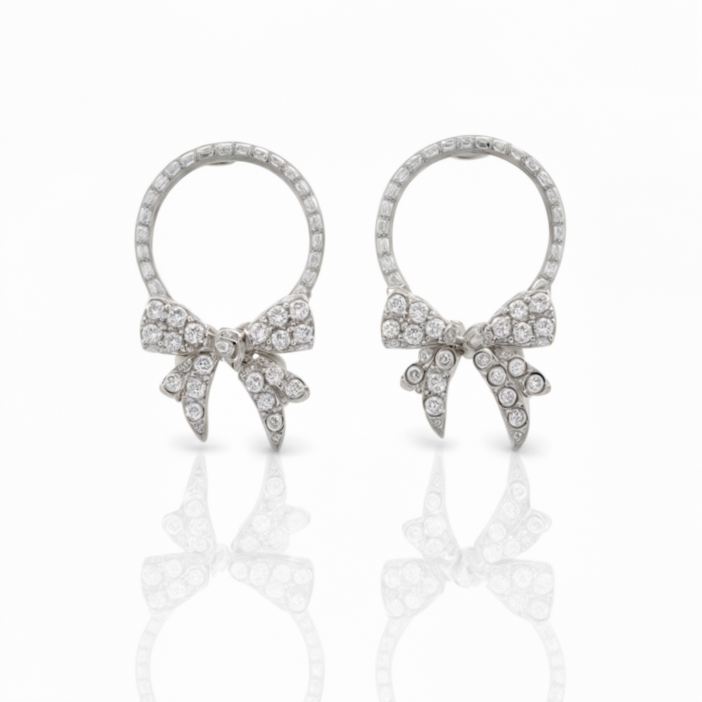 Silver Bow Studs earrings for women and girls