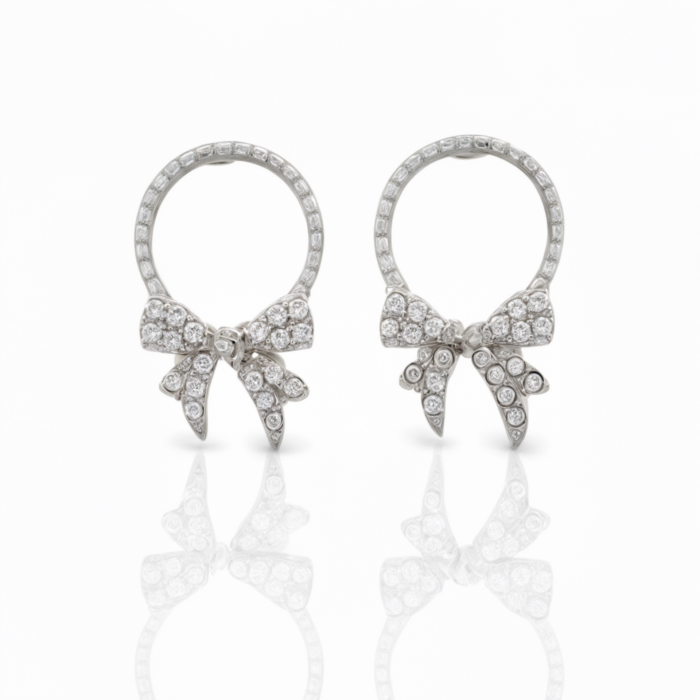 Silver Bow Studs earrings for women and girls