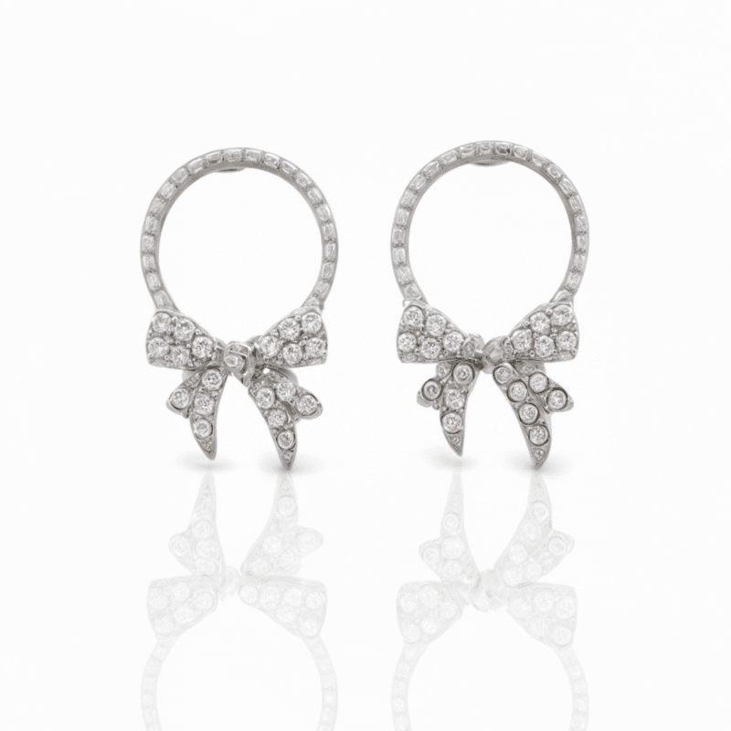 Silver Bow Studs earrings for women and girls