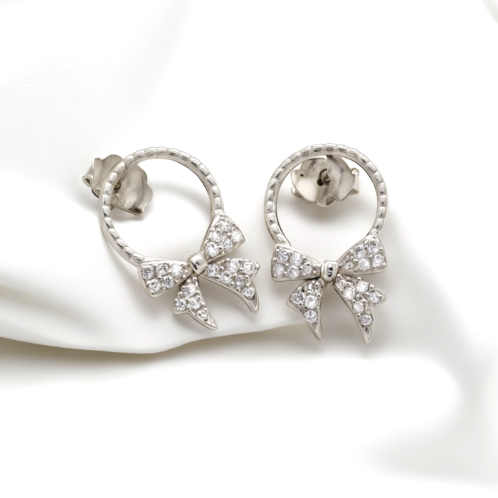 Silver Bow Studs earrings for women and girls