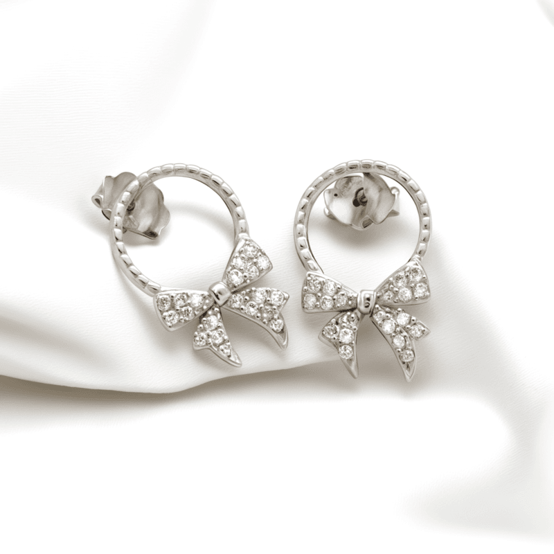 Silver Bow Studs earrings for women and girls