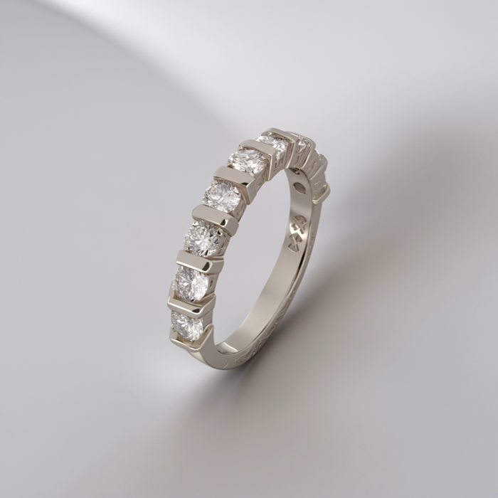 Round Diamond Nine stone Crown Set Eternity wedding Band | SILVERLILY