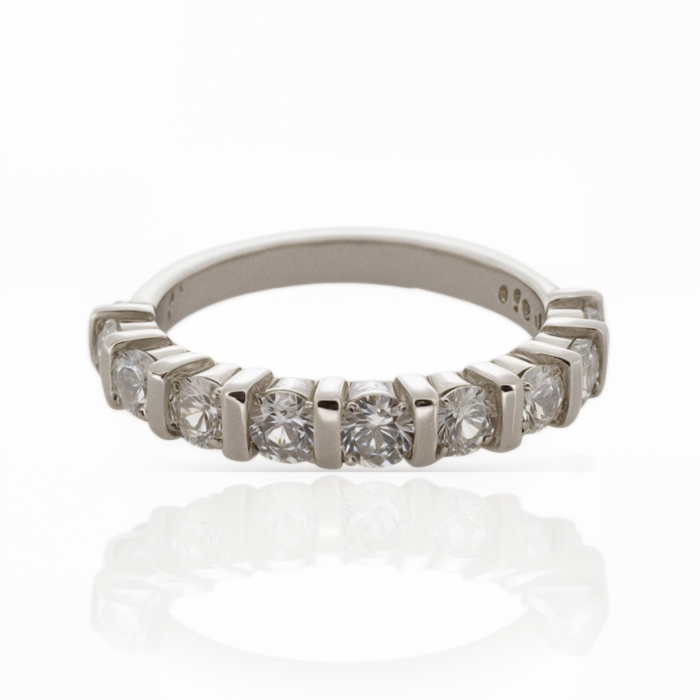 Round Diamond Nine stone Crown Set Eternity wedding Band | SILVERLILY