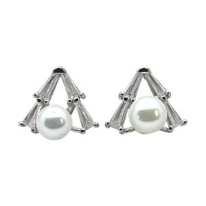 PEARL STONE WITH AMERICAN DIAMOND STUDS | SILVERLILY