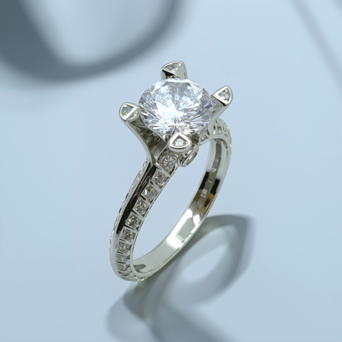 92.5 Pure Silver Diamond Engagement Ring | SILVERLILY