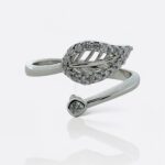 Silver Leaf With Diamond Ring | SILVERLILY