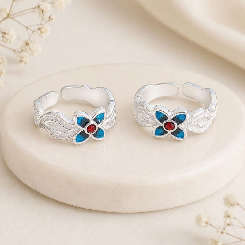 Silver Flower Toe Ring