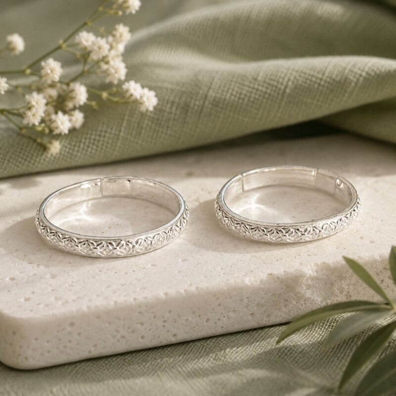 Silver Jali Design Toe Ring