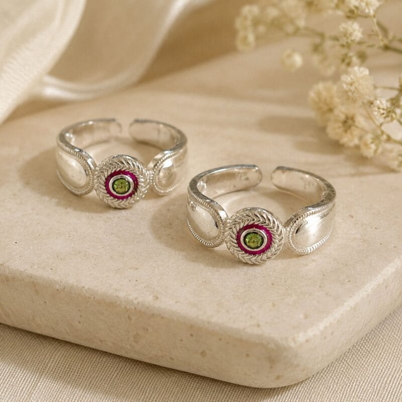 Silver Bindi Style Toe Ring