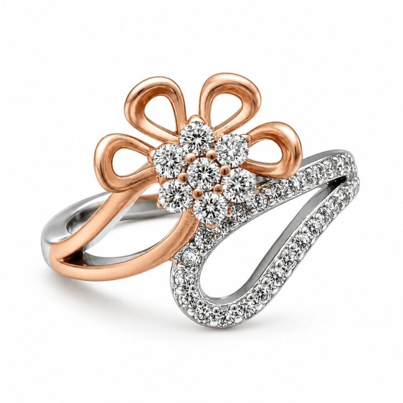 Silverlily Two-Tone Floral Ring