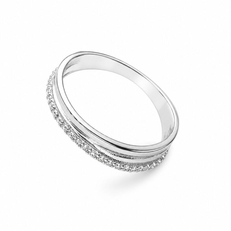 Silverlily 925 Pave Ring