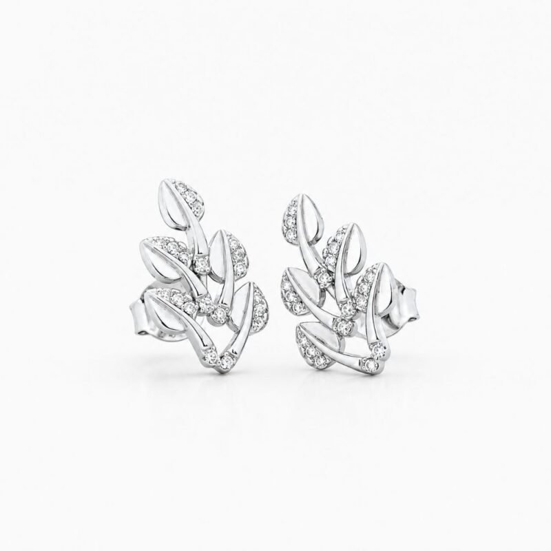 silverlily leaf stud earrings